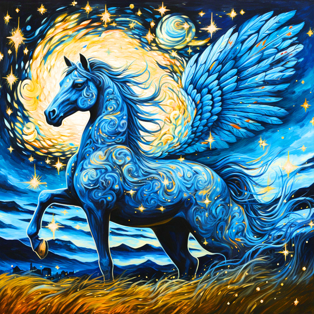 Brilliant Blue Pegasus 40*40CM (canvas) Full Round Drill Diamond Painting