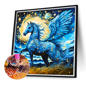 Brilliant Blue Pegasus 40*40CM (canvas) Full Round Drill Diamond Painting