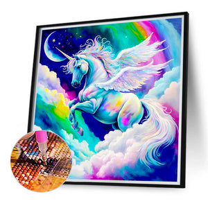 Brilliant White Pegasus 40*40CM (canvas) Full Round Drill Diamond Painting