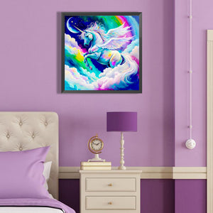 Brilliant White Pegasus 40*40CM (canvas) Full Round Drill Diamond Painting