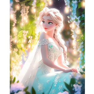 Frozen Princess Elsa And Flowers 40*50CM (canvas) Full Round Drill Diamond Painting