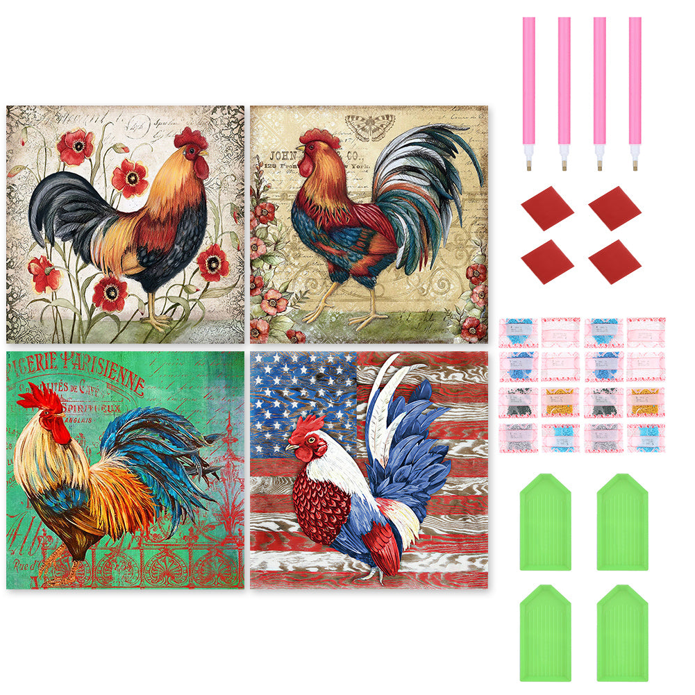 Rooster 30*30CM (canvas) Full Round Drill Diamond Painting