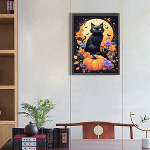 Halloween Cat Cat 30*40CM (canvas) Full Square Drill Diamond Painting