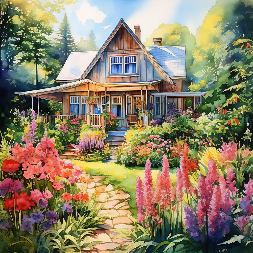 Garden House 40*40CM (canvas) Full Round Drill Diamond Painting