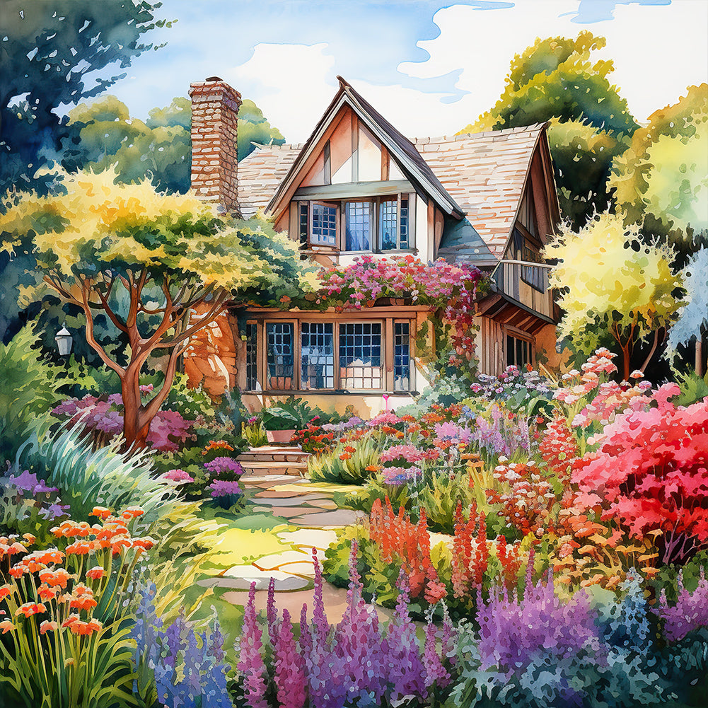 Garden House 40*40CM (canvas) Full Round Drill Diamond Painting