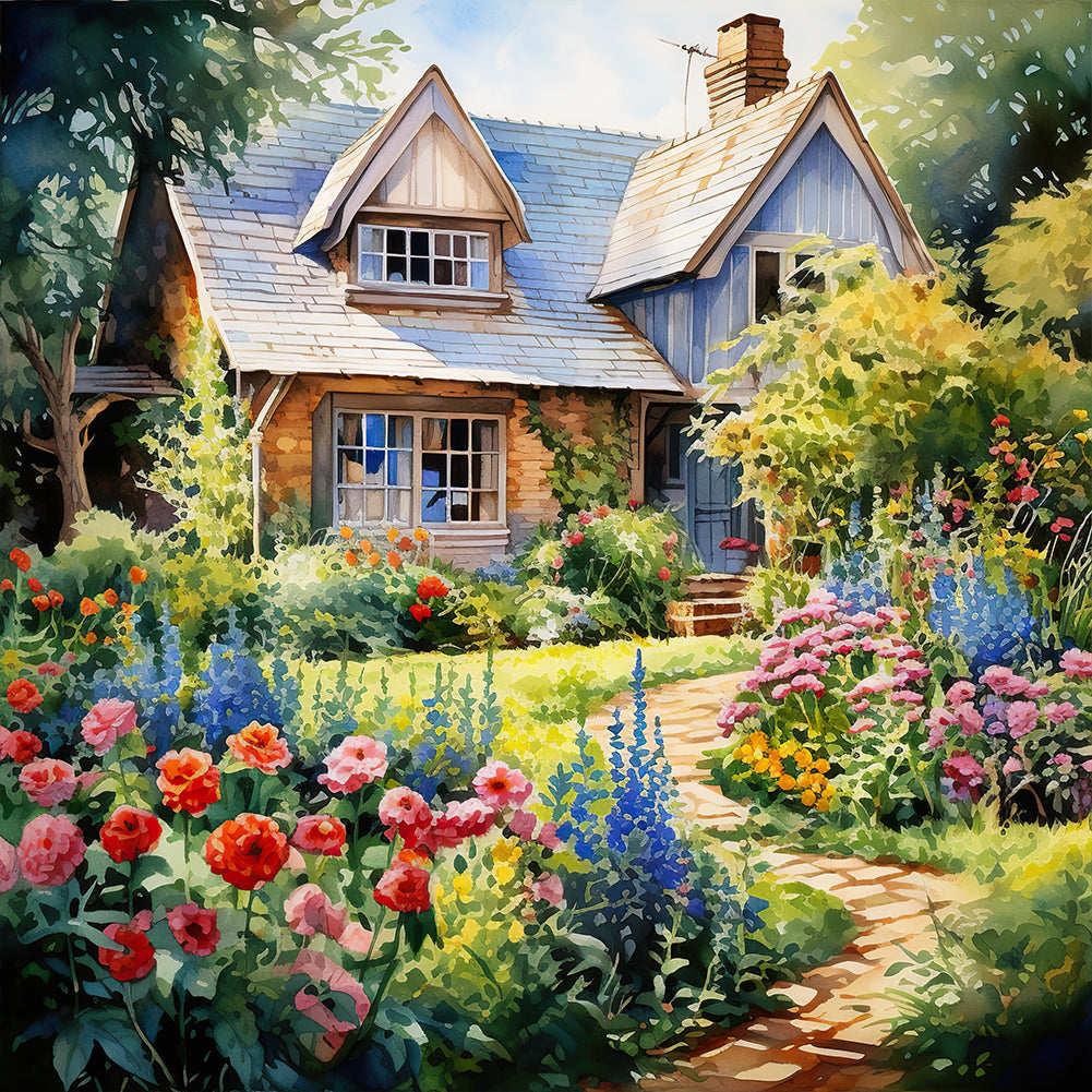 Garden House 40*40CM (canvas) Full Round Drill Diamond Painting