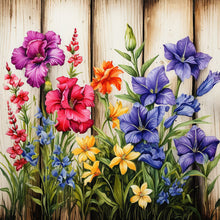 Load image into Gallery viewer, Flowers In Wooden Fence 40*40CM (canvas) Full Round Drill Diamond Painting
