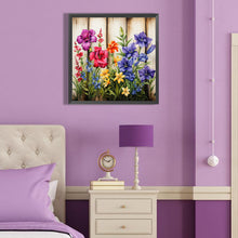 Load image into Gallery viewer, Flowers In Wooden Fence 40*40CM (canvas) Full Round Drill Diamond Painting
