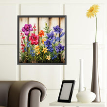 Load image into Gallery viewer, Flowers In Wooden Fence 40*40CM (canvas) Full Round Drill Diamond Painting
