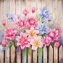 Load image into Gallery viewer, Flowers In Wooden Fence 40*40CM (canvas) Full Round Drill Diamond Painting
