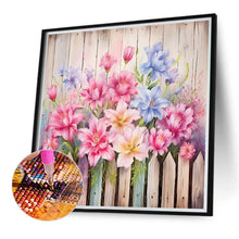 Load image into Gallery viewer, Flowers In Wooden Fence 40*40CM (canvas) Full Round Drill Diamond Painting
