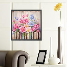 Load image into Gallery viewer, Flowers In Wooden Fence 40*40CM (canvas) Full Round Drill Diamond Painting
