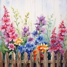 Load image into Gallery viewer, Flowers In Wooden Fence 40*40CM (canvas) Full Round Drill Diamond Painting
