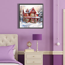 Load image into Gallery viewer, Christmas Red House In The Snow 40*40CM (canvas) Full Round Drill Diamond Painting
