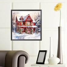 Load image into Gallery viewer, Christmas Red House In The Snow 40*40CM (canvas) Full Round Drill Diamond Painting
