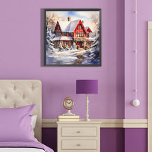 Load image into Gallery viewer, Christmas Red House In The Snow 40*40CM (canvas) Full Round Drill Diamond Painting
