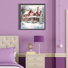 Load image into Gallery viewer, Christmas Red House In The Snow 40*40CM (canvas) Full Round Drill Diamond Painting
