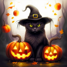 Load image into Gallery viewer, Halloween Black Cat 40*40CM (canvas) Full Round Drill Diamond Painting
