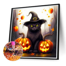 Load image into Gallery viewer, Halloween Black Cat 40*40CM (canvas) Full Round Drill Diamond Painting
