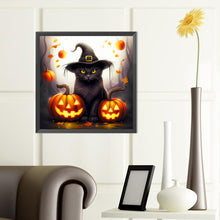 Load image into Gallery viewer, Halloween Black Cat 40*40CM (canvas) Full Round Drill Diamond Painting
