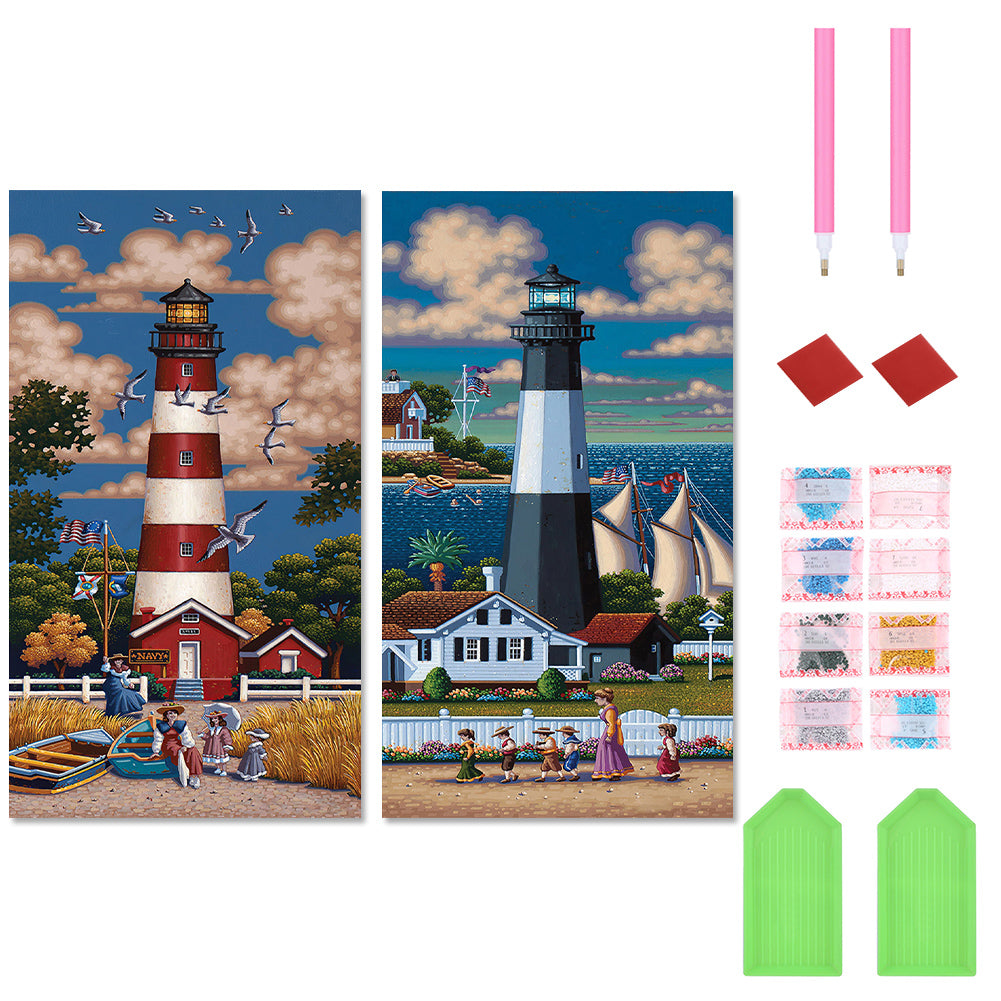 Lighthouse 30*60CM (canvas) Full Round Drill Diamond Painting