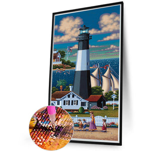 Lighthouse 30*60CM (canvas) Full Round Drill Diamond Painting