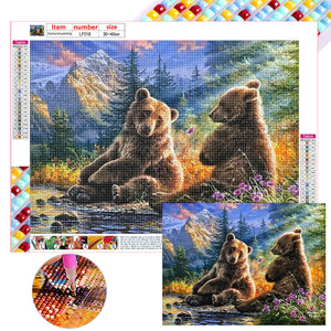 Forest Brown Bear 40*30CM (canvas) Full Square Drill Diamond Painting