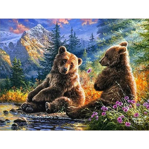 Forest Brown Bear 40*30CM (canvas) Full Square Drill Diamond Painting