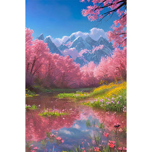 Landscape Flowers 40*60CM (canvas) Full Round Drill Diamond Painting