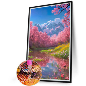 Landscape Flowers 40*60CM (canvas) Full Round Drill Diamond Painting