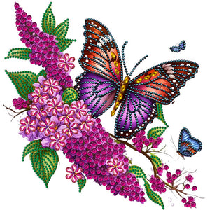 Flowers Butterfly 30*30CM (canvas) Partial Special-Shaped Drill Diamond Painting