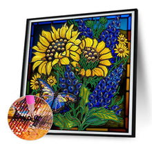 Load image into Gallery viewer, Glass Painting Lavender Sunflower 30*30CM (canvas) Partial Special-Shaped Drill Diamond Painting
