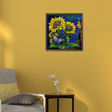 Load image into Gallery viewer, Glass Painting Lavender Sunflower 30*30CM (canvas) Partial Special-Shaped Drill Diamond Painting
