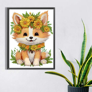 Sunflower Fox 30*40CM (canvas) Partial Special-Shaped Drill Diamond Painting