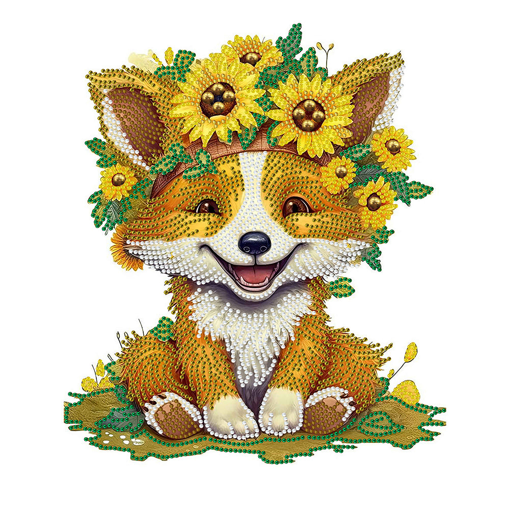 Sunflower Fox 30*40CM (canvas) Partial Special-Shaped Drill Diamond Painting