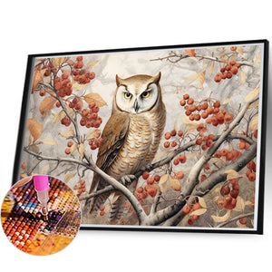 Owl 60*40CM (canvas) Full Round Drill Diamond Painting