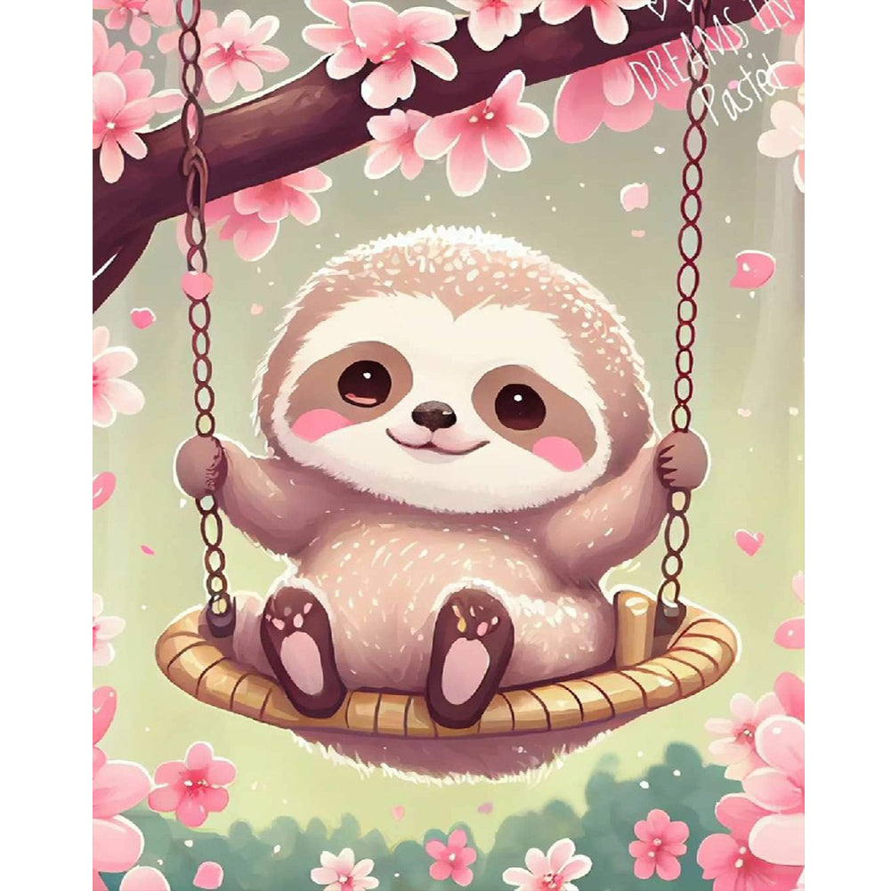 Sloth On A Swing 40*50CM (canvas) Full Round Drill Diamond Painting