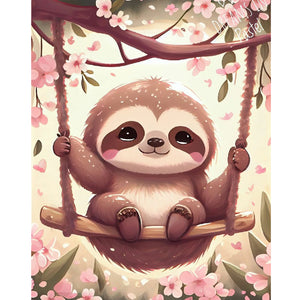 Sloth On A Swing 40*50CM (canvas) Full Round Drill Diamond Painting