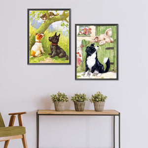 Dog And Cat Pig 30*40CM (canvas) Full Round Drill Diamond Painting