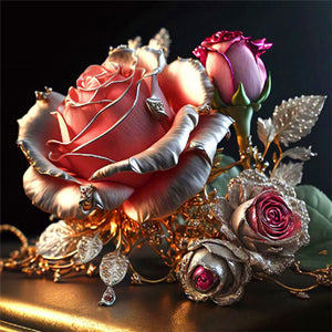 Metal Rose 30*30CM (canvas) Full Round Drill Diamond Painting