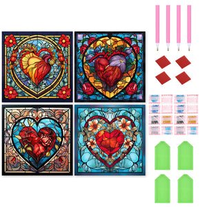 Beating Heart Glass Painting 30*30CM (canvas) Full Round Drill Diamond Painting