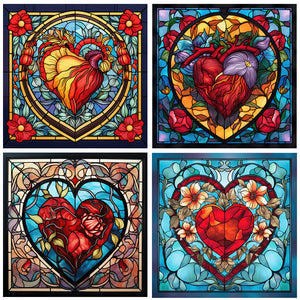 Beating Heart Glass Painting 30*30CM (canvas) Full Round Drill Diamond Painting