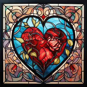 Beating Heart Glass Painting 30*30CM (canvas) Full Round Drill Diamond Painting