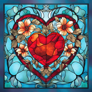 Beating Heart Glass Painting 30*30CM (canvas) Full Round Drill Diamond Painting