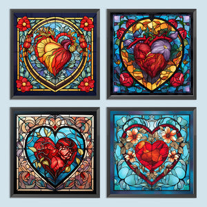 Beating Heart Glass Painting 30*30CM (canvas) Full Round Drill Diamond Painting