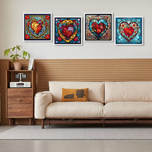 Beating Heart Glass Painting 30*30CM (canvas) Full Round Drill Diamond Painting