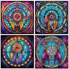 Load image into Gallery viewer, Dream Catcher Glass Painting 30*30CM (canvas) Full Round Drill Diamond Painting
