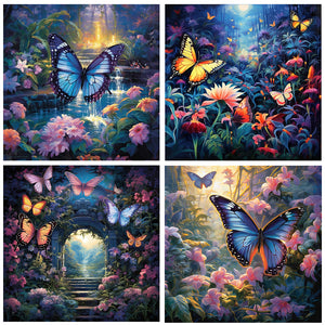 Garden Butterfly 30*30CM (canvas) Full Round Drill Diamond Painting