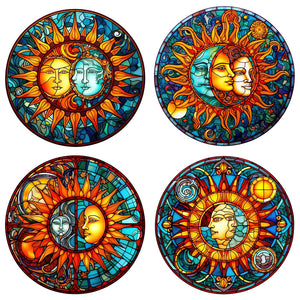 Sun And Moon Glass Painting 30*30CM (canvas) Full Round Drill Diamond Painting