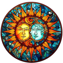 Load image into Gallery viewer, Sun And Moon Glass Painting 30*30CM (canvas) Full Round Drill Diamond Painting
